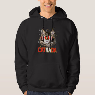 Catnada Cat Wearing Maple Leaf Flag Canada Day Ani Hoodie