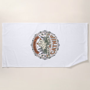 Catnip Cat Catnip Vintage Vector Art Shirt Design_ Beach Towel