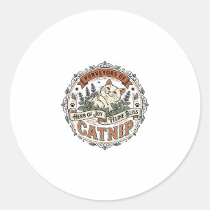 Catnip Cat Catnip Vintage Vector Art Shirt Design_ Classic Round Sticker