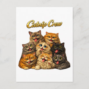 Catnip Crew Cute Silly Goofy Cat Faces Humor Postcard