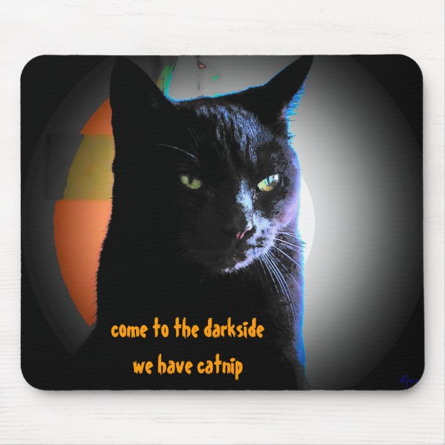 Catnip Darkside Black Cat Meme Mouse Mat (Front)