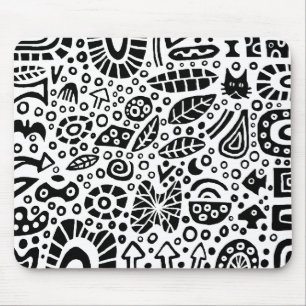Catnip Dreams - Black on White Mouse Mat