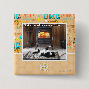 Catnuts roasting 15 cm square badge
