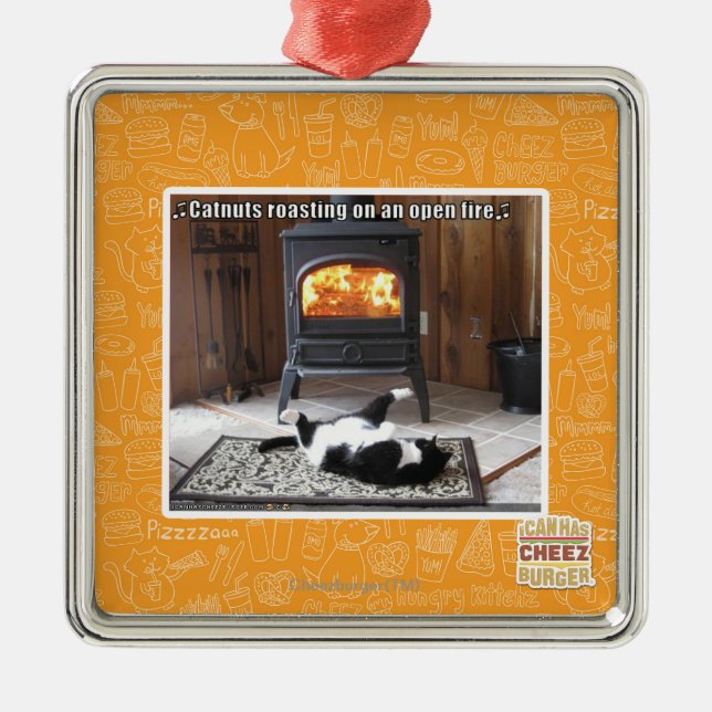 Catnuts roasting metal tree decoration (Front)