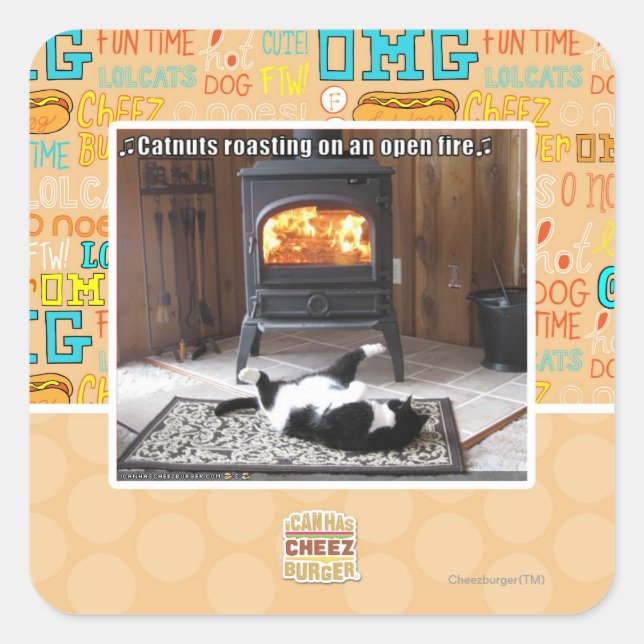 Catnuts roasting square sticker (Front)