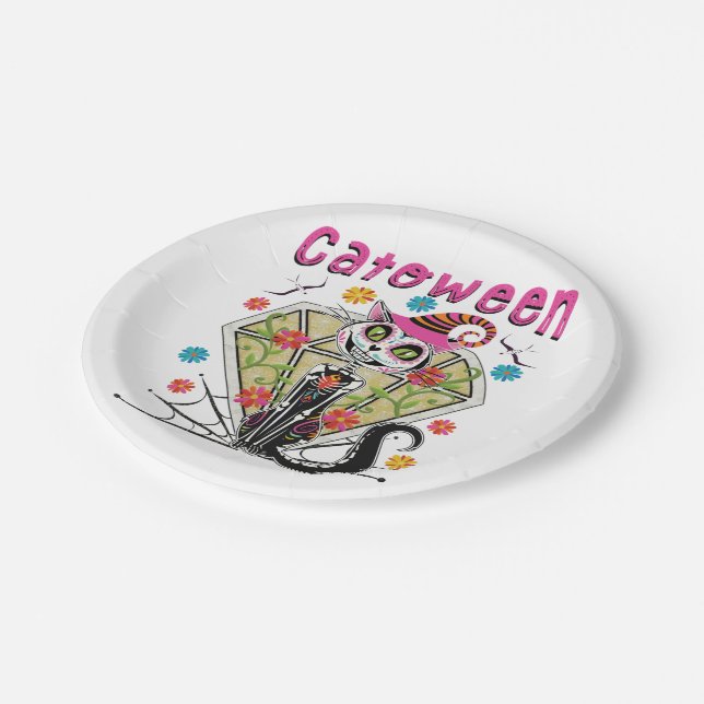Catoween Halloween Paper Plate (Angled)