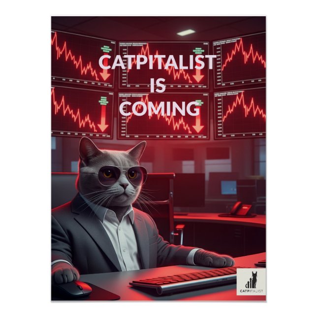 Catpitalist: Funny Market Crash Art Print (Front)
