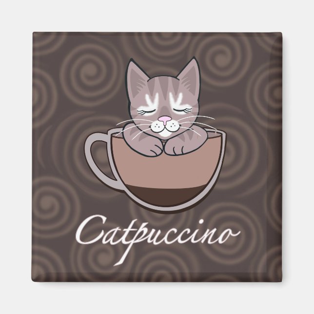 Catpuccino Coffee Cat Magnet (Front)