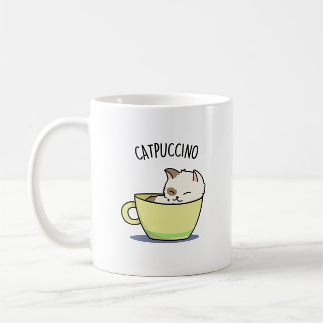 Catpuccino Funny Kitty Cat In Cup Pun  (Left)