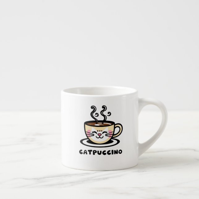 Catpuccino Funny shirt! Cute cappuccino cat mashup Espresso Cup (Right)