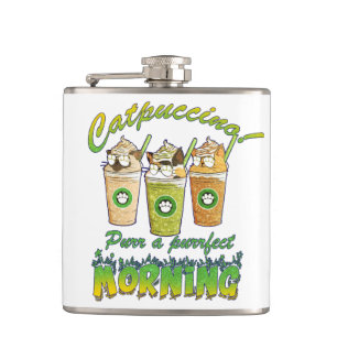Catpuccino – Purr a Purrfect Morning Cute Cat Hip Flask