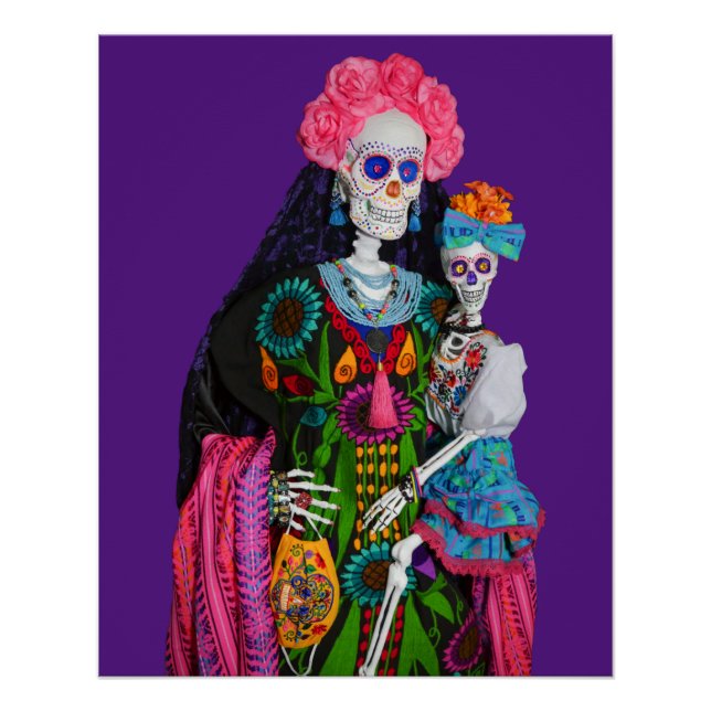 Catrina and Child Day of the Dead Sugar Skull Poster (Front)