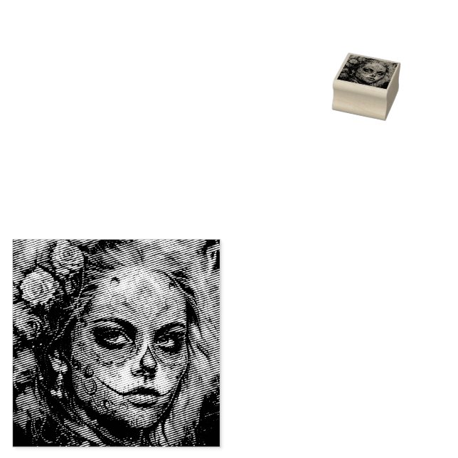 Catrina Azul Rubber Stamp (Stamped)