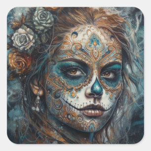 Catrina Azul Square Sticker