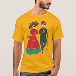 Catrina Couple Mexican Day Of The Dead T-Shirt