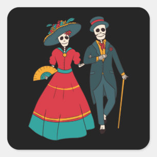 Catrina Couple Square Sticker