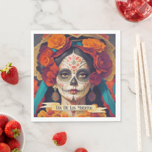 Catrina Day Of The Dead 1 With Text Napkin