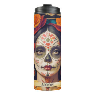 Catrina Day Of The Dead 1 With Text Thermal Tumbler