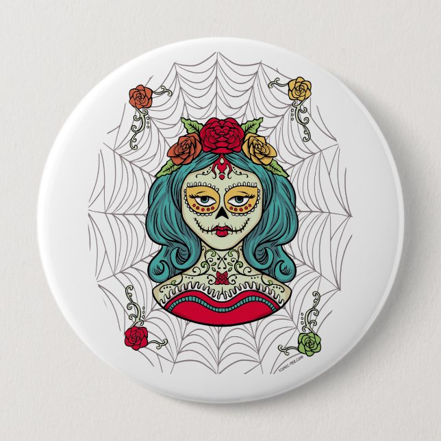 Catrina Día de Muertos Web 10 Cm Round Badge (Front)