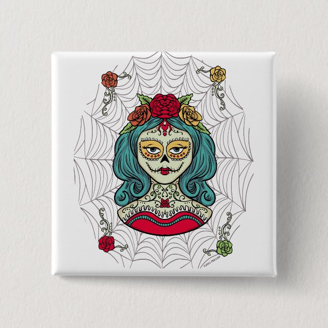 Catrina Día de Muertos Web 15 Cm Square Badge (Front)