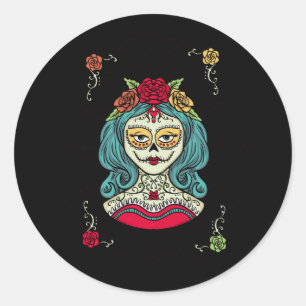Catrina Día de Muertos Web Classic Round Sticker