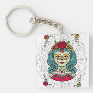 Catrina Día de Muertos Web Key Ring