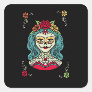 Catrina Día de Muertos Web Square Sticker
