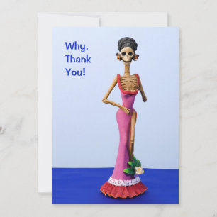 Catrina in a Pink Dress Thank You Card