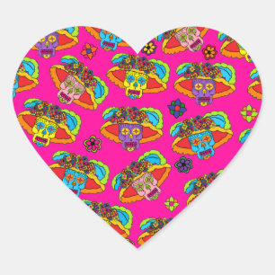 Catrina Sugar Skull Heart Sticker
