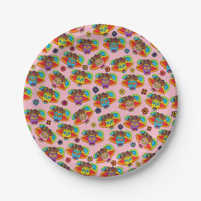 Catrina Sugar Skull Paper Plate (Front)