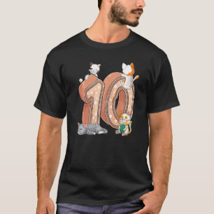 Cats 10th Birthday Party Ten 10 Years Old Kitten P T-Shirt