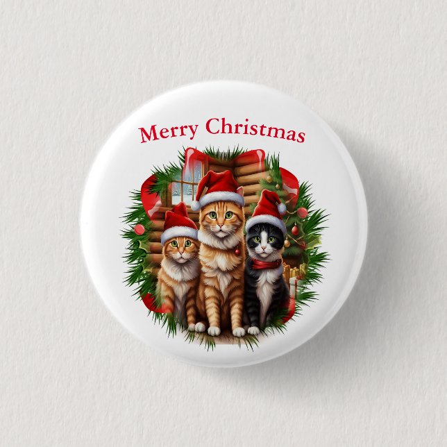 Cats  3 cm round badge (Front)