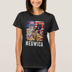 Cats 4th Of July  Meowica Merica Cat USA American  T-Shirt