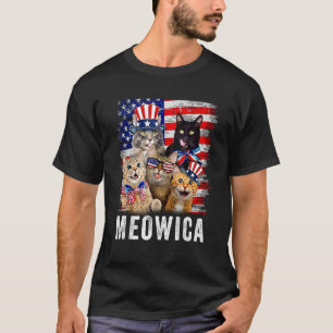 Cats 4th Of July  Meowica Merica Cat USA American  T-Shirt