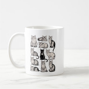 Cats 90s Vintage Aesthetic Retro Cat Illustration Coffee Mug