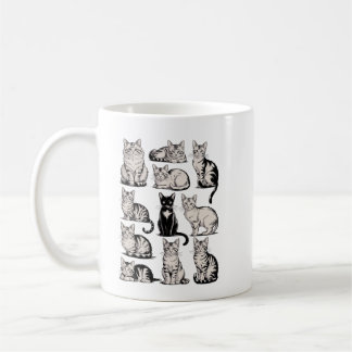 Cats 90s Vintage Aesthetic Retro Cat Illustration  Coffee Mug