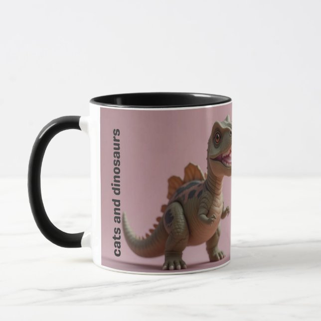 Cats-a-Tonic Cats and Dinosaurs Mug (Left)