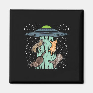 Cats Abducted By Ufo Funny Alien Space Lover Men W Magnet
