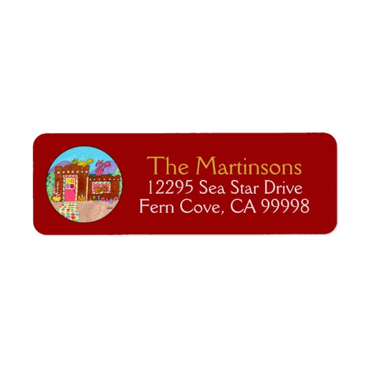 Cats & Adobe Gingerbread House Christmas Return Address Label