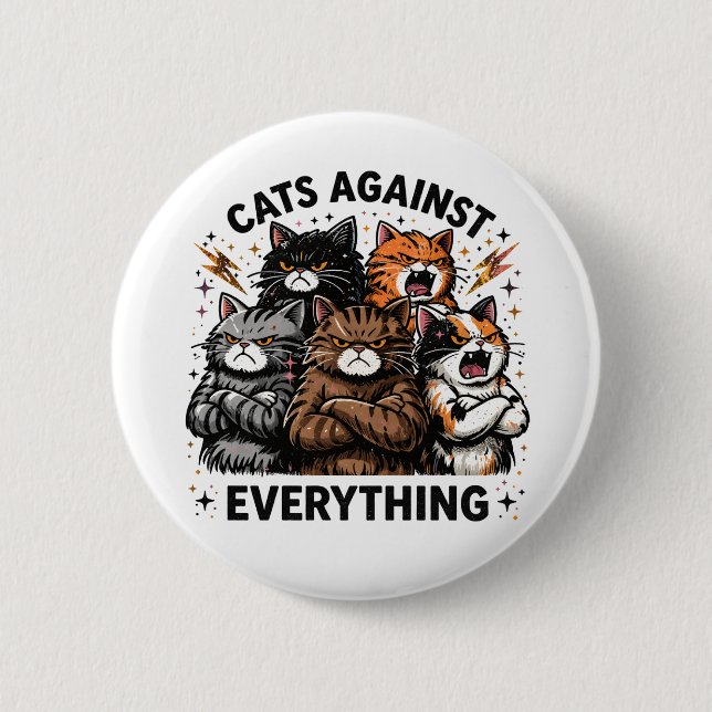 Cats Against 6 Cm Round Badge (Front)