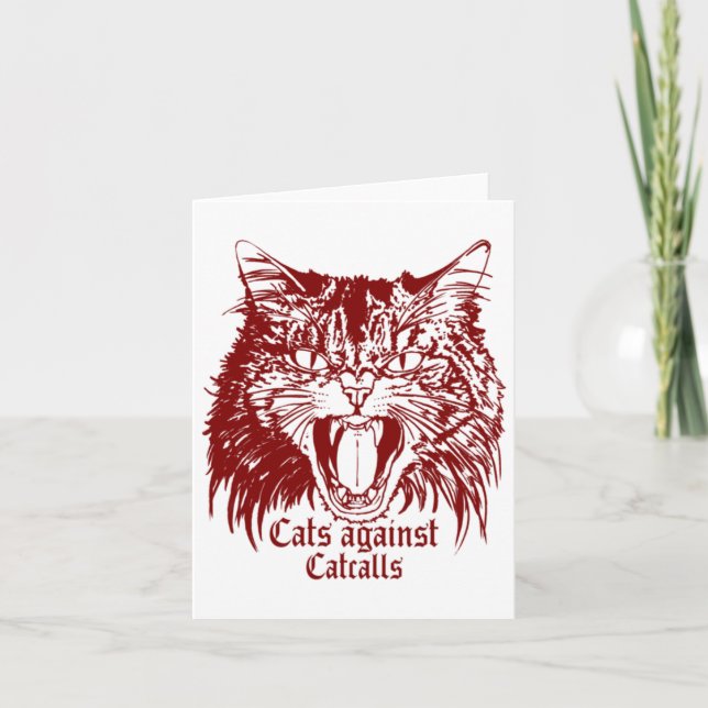 Cats Against Catcalls Red Sticker  Card (Front)