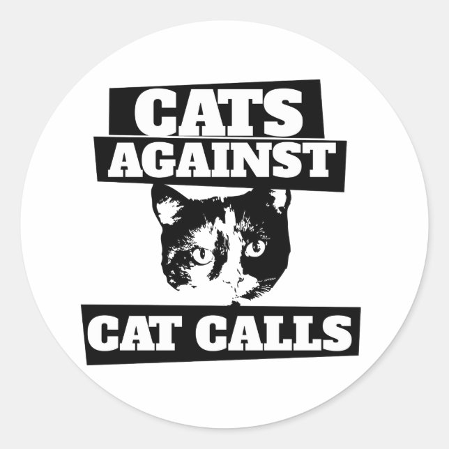 Cats Against Catcalls retro calico feminist Classic Round Sticker (Front)