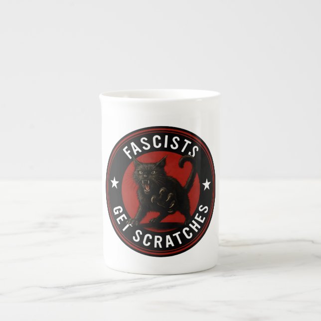 Cats Against Fascists Bone China Mug (Front)