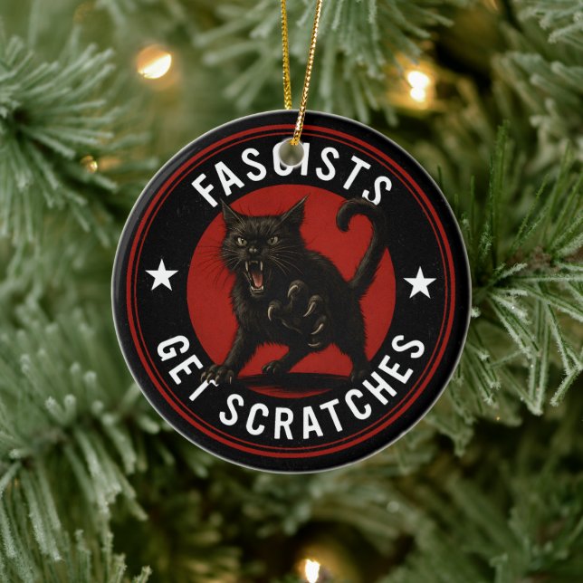 Cats Against Fascists Ceramic Tree Decoration (Tree)