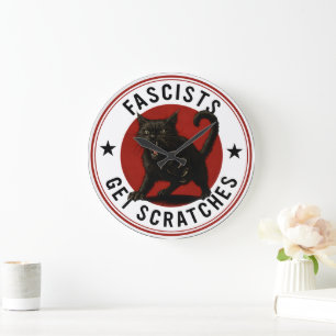 Cats Against Fascists Large Clock