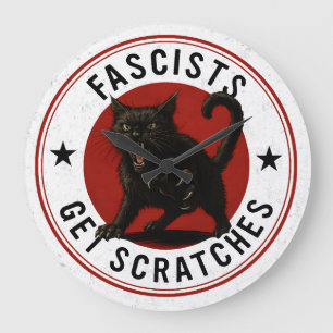 Cats Against Fascists Large Clock