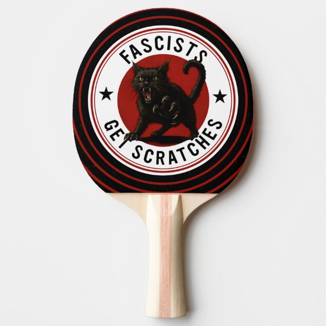 Cats Against Fascists Ping Pong Paddle (Front)
