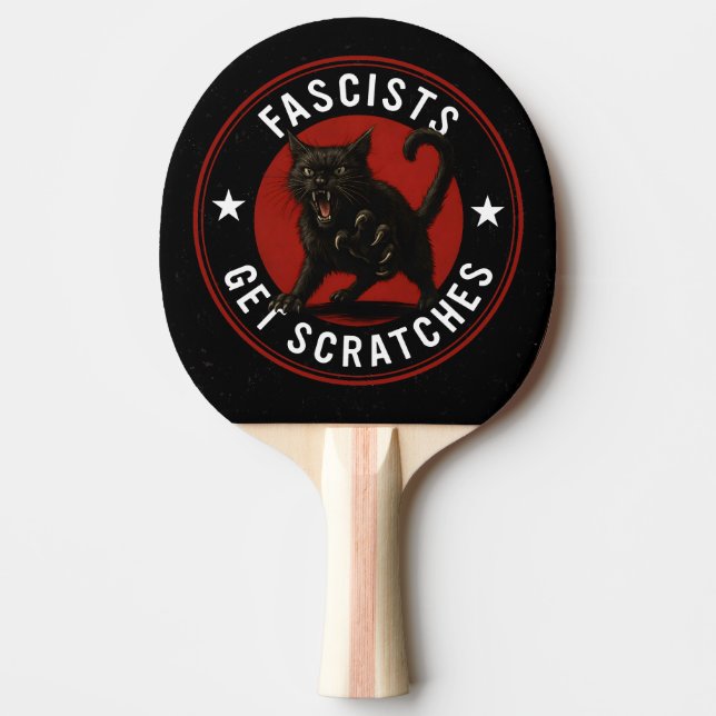 Cats Against Fascists Ping Pong Paddle (Front)