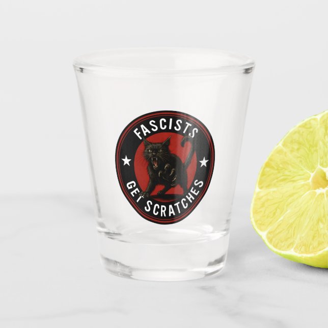 Cats Against Fascists Shot Glass (Front)