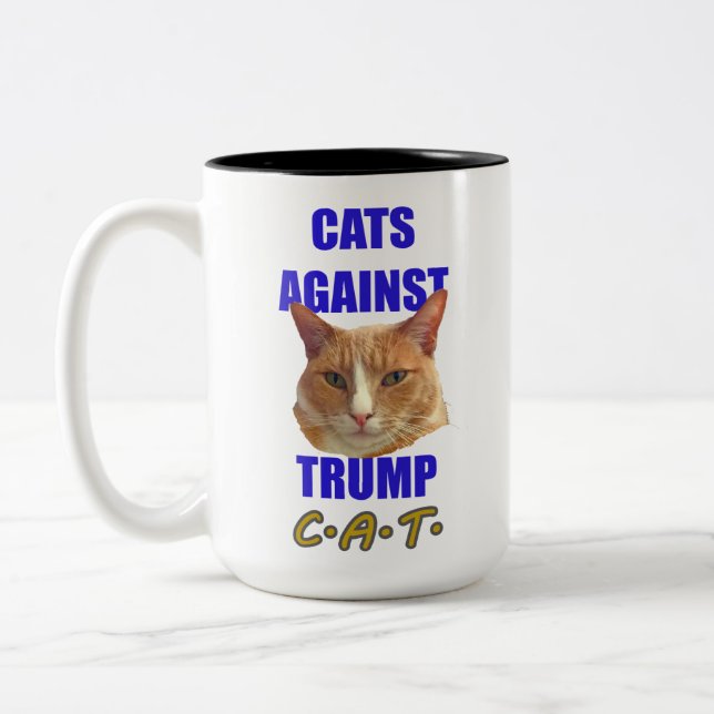 Cats Against Trump C.A.T. Two-Tone Coffee Mug (Left)